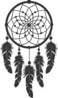 AI generated Silhouette Scandinavian Unique Dreamcatcher black color only vector