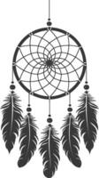 AI generated Silhouette Scandinavian Unique Dreamcatcher black color only vector