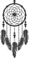 AI generated Silhouette Scandinavian Unique Dreamcatcher black color only vector