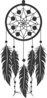 AI generated Silhouette Scandinavian Unique Dreamcatcher black color only vector