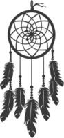 AI generated Silhouette Scandinavian Unique Dreamcatcher black color only vector