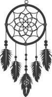 AI generated Silhouette Scandinavian Unique Dreamcatcher black color only vector