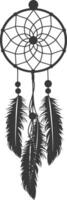 AI generated Silhouette Scandinavian Unique Dreamcatcher black color only vector