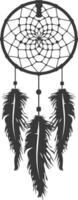 AI generated Silhouette Scandinavian Unique Dreamcatcher black color only vector