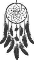 AI generated Silhouette Scandinavian Unique Dreamcatcher black color only vector