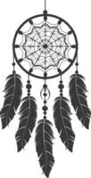 AI generated Silhouette Scandinavian Unique Dreamcatcher black color only vector