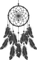 AI generated Silhouette Scandinavian Unique Dreamcatcher black color only vector