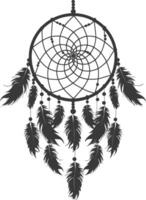 AI generated Silhouette Scandinavian Unique Dreamcatcher black color only vector