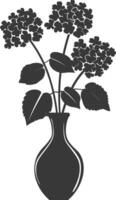 AI generated Silhouette lantana flower in the vase black color only vector