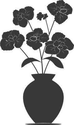 AI generated Silhouette lantana flower in the vase black color only