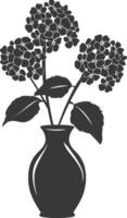 AI generated Silhouette lantana flower in the vase black color only vector