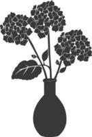 AI generated Silhouette lantana flower in the vase black color only vector