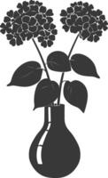 AI generated Silhouette lantana flower in the vase black color only vector