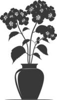 AI generated Silhouette lantana flower in the vase black color only vector