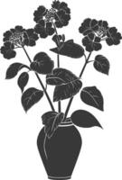 AI generated Silhouette lantana flower in the vase black color only vector