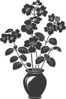 AI generated Silhouette lantana flower in the vase black color only vector