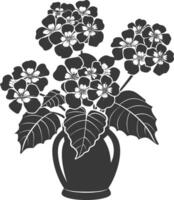 AI generated Silhouette lantana flower in the vase black color only vector