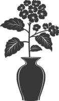 AI generated Silhouette lantana flower in the vase black color only vector