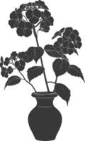 AI generated Silhouette lantana flower in the vase black color only vector