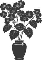 AI generated Silhouette lantana flower in the vase black color only vector