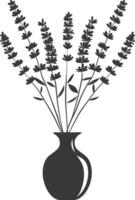 AI generated Silhouette lavender flower in the vase black color only vector