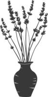 AI generated Silhouette lavender flower in the vase black color only vector