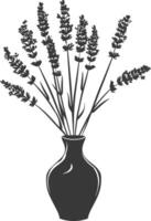 AI generated Silhouette lavender flower in the vase black color only vector