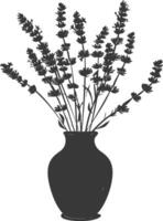 AI generated Silhouette lavender flower in the vase black color only vector