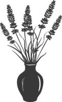 AI generated Silhouette lavender flower in the vase black color only vector