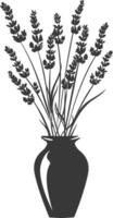 AI generated Silhouette lavender flower in the vase black color only vector