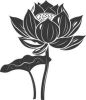 AI generated Silhouette lotus flower black color only vector