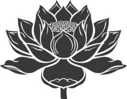 AI generated Silhouette lotus flower black color only vector