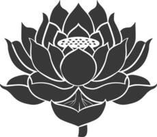 AI generated Silhouette lotus flower black color only vector