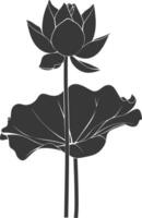 AI generated Silhouette lotus flower black color only vector