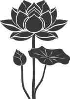 AI generated Silhouette lotus flower black color only vector