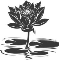 AI generated Silhouette lotus flower in the water black color only vector