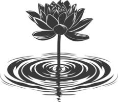 AI generated Silhouette lotus flower in the water black color only vector