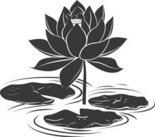 AI generated Silhouette lotus flower in the water black color only vector