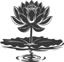 AI generated Silhouette lotus flower in the water black color only vector