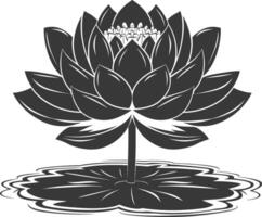 AI generated Silhouette lotus flower in the water black color only vector