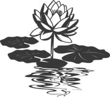 AI generated Silhouette lotus flower in the water black color only vector