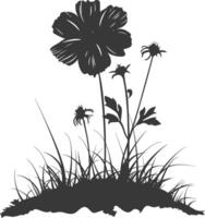 AI generated Silhouette marigold flower in the ground black color only vector