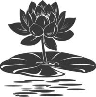 AI generated Silhouette lotus flower in the water black color only vector