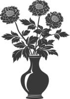 AI generated Silhouette marigold flower in the vase black color only vector