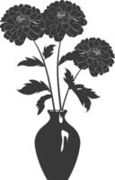 AI generated Silhouette marigold flower in the vase black color only vector