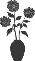 AI generated Silhouette marigold flower in the vase black color only vector