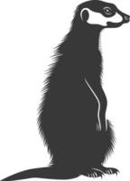 AI generated Silhouette meerkat animal black color only vector