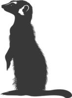 AI generated Silhouette meerkat animal black color only vector