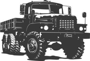 AI generated Silhouette military truck black color only vector