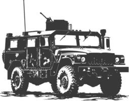 AI generated Silhouette military truck black color only vector